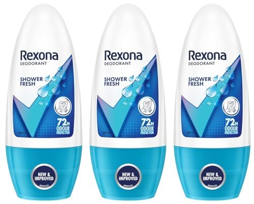 Rexona Shower Fresh Underarm Roll On Perfume For Women, Antiperspirant, Removes Odour, Keeps Skin Fresh & Clean, Alcohol Free, Skin Friendly, 50 Ml (Pack of 3)