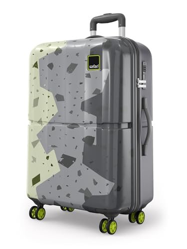 Safari Tazzo 8 Wheels 77cm Large Size Trolley Bag, Hard Case Polycarbonate, 360º Wheeling Small Check in Luggage, Suitcase for Travel, Trolley Bags for Travel, Printed