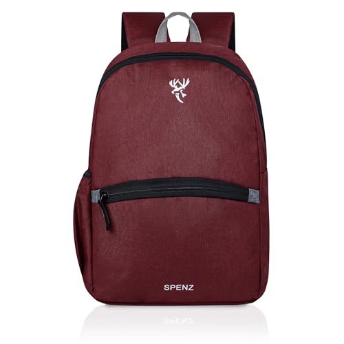 Spenz Saffron Mini Laptop Casual Backpack for Office School & College | Bag for Men & Women (Red)
