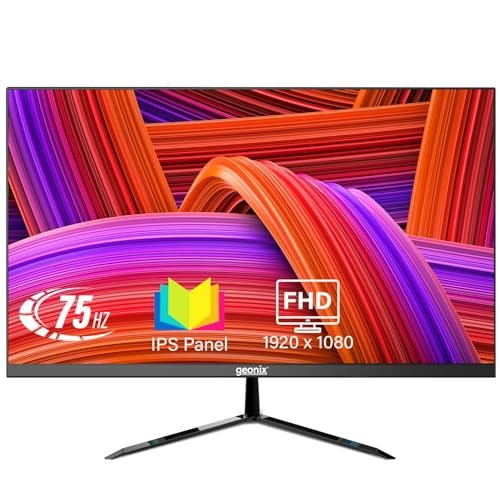 GEONIX 22 Inch PC Monitor, FHD IPS 1920x1080P Monitor 75Hz 100% sRGB 178° Wide Viewing Angle PC Monitor, HDMI VGA Port, Low Blue Light Desktop, 3 Years Warranty.