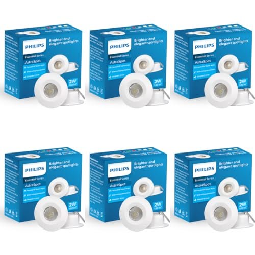 PHILIPS Astra Spot 2-Watt LED COB Lights (Warm White, Pack of 6, Plastic)