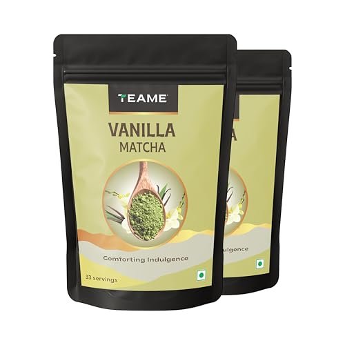 TE-A-ME Vanilla + Matcha Green Tea Powder – 100g (66 Servings) | 50g – Pack of 2 | Make Delicious Flavoured Matcha Vanilla Latte | 100% Natural | Ceremonial Grade