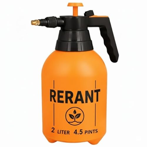 RERANT 2-Liter Multi-Purpose Pump Pressure Sprayer – Heavy Duty Handheld Garden Sprayer for Plants, Cleaning Solutions, and Lawn Care – Adjustable Brass Nozzle, 2.0L / 4.5 Pints (Style 03)