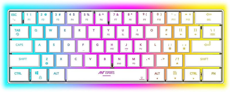 Ant Esports MK 1500 Mini / 60% Pro RGB, Type-C Charging, 1000 mAh battery, Membrane Wireless Tenkeyless Gaming Keyboard Compatible with Desktop, Laptop, Mac Easy to Use,Plug and Play,Quick, Comfy Durable body(White)