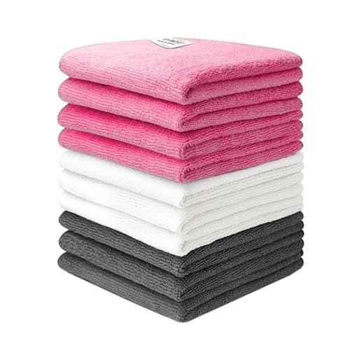 SOFTSPUN Microfiber Cleaning Cloths, 10 pcs 30x35cms 280GSM Highly Absorbent, Lint and Streak Free, Multi – Purpose Wash Cloth for Car, Window, Stainless Steel.