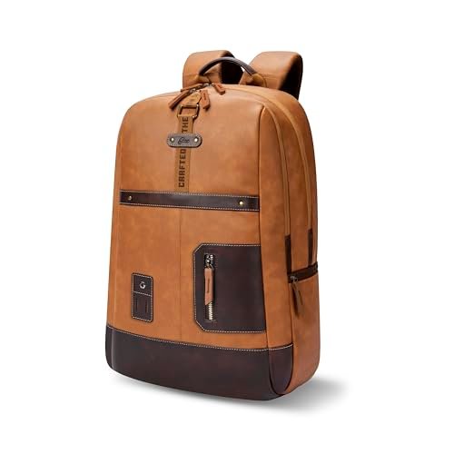 Gear Classic 6 18″/31L Antitheft Large Faux Leather Water Resistant Laptop backpack/Laptop backpack/Casual Backpack/Daypack/Travel Backpack/College Bag For Men/Women(Tan-Brown)