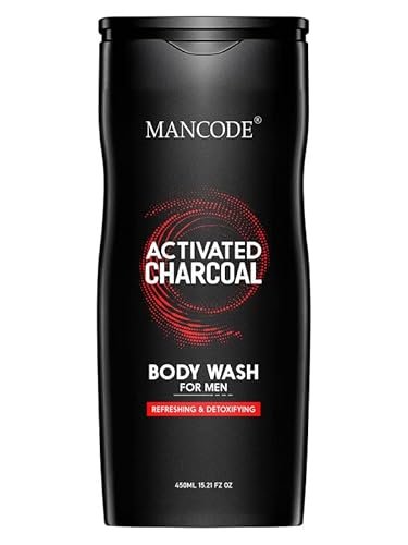 Mancode Activated Charcoal Body Wash for Men 450ml, Shower Gel with Oil Control, Natural Oils Extract, Odor Protection