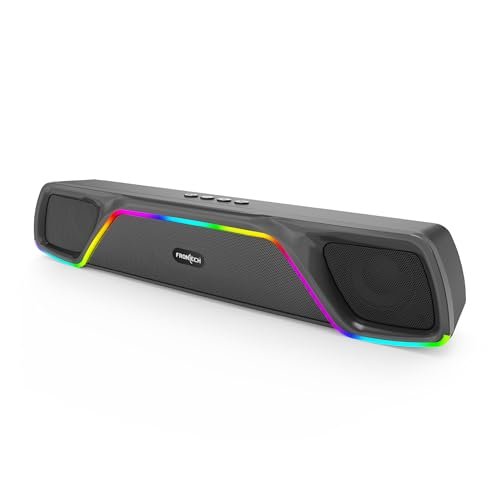 FRONTECH ECHOLITE-264 Mini Soundbar | 25W Bluetooth Speaker | RGB Lighting | TWS | 2000mAh Battery | BT v5.3 | USB/TF/AUX | Type-C | Compact Speaker | 1-Year Warranty (SW-0264)