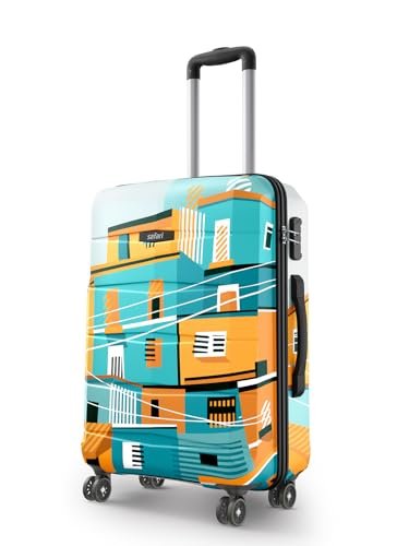 Safari Oasis Neo Polycarbonate Trolley Bag Medium Size, 65 cms Printed Hard Side Travel Bag for Men and Women, 8 Wheel Spinner Luggage Suitcase for Travelling (Multicolor)