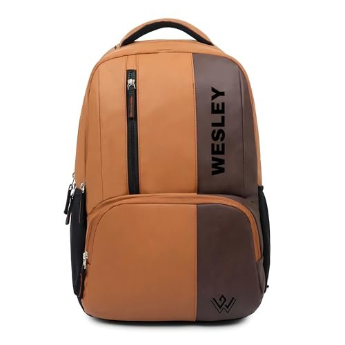Wesley Vintage faux leather Water Resistant Laptop Backpack/Casual Backpack/Daypack/Travel Backpack/College Bag For Men/Women Water-Resistant Laptop Backpack, Modern Minimalist, Business Travel