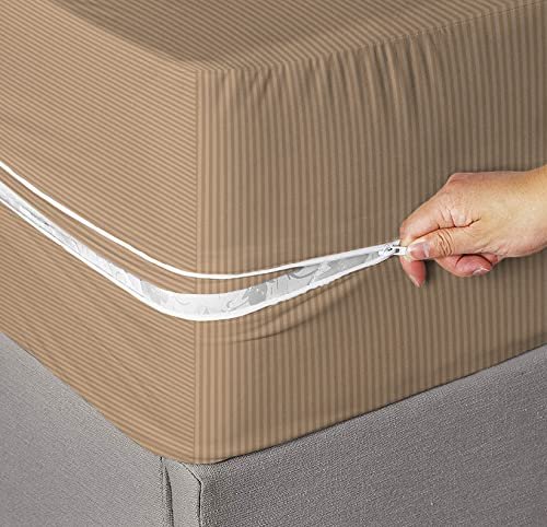 BSB HOME® Premium Cotton Mattress Cover/Protector with Zipper Chain| Available in Provides All Around Protection with 360° Encasing |72″x36″ (6×3 ft) – Pack of 1 – Beige