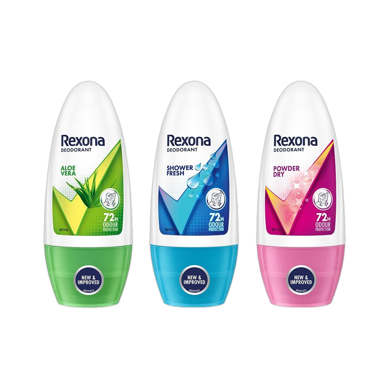 Rexona Aloe Vera, Shower Fresh, Powder Dry Underarm Roll On Deodorant Deodorant Roll-on  –  For Women(150 ml, Pack of 3)