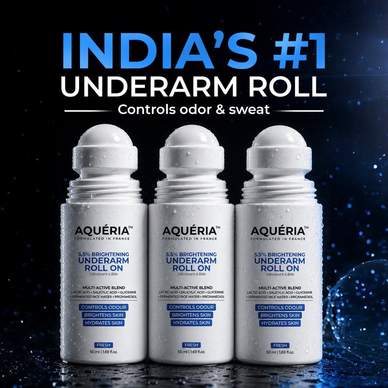 Aqueria Multi Active Underarm Roll On | 5.5% AHA BHA, Niacinamide – Aqua Fragrance Deodorant Roll-on  –  For Men & Women(150 ml, Pack of 3)
