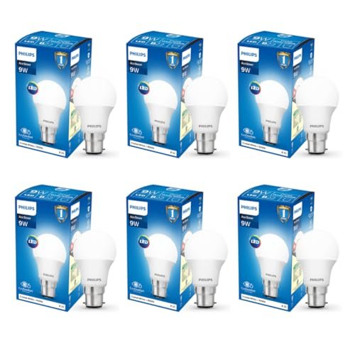 Philips Ace Saver 9 Watt LED Bulb, Base B22 (Cool Day Light), Pack of 6