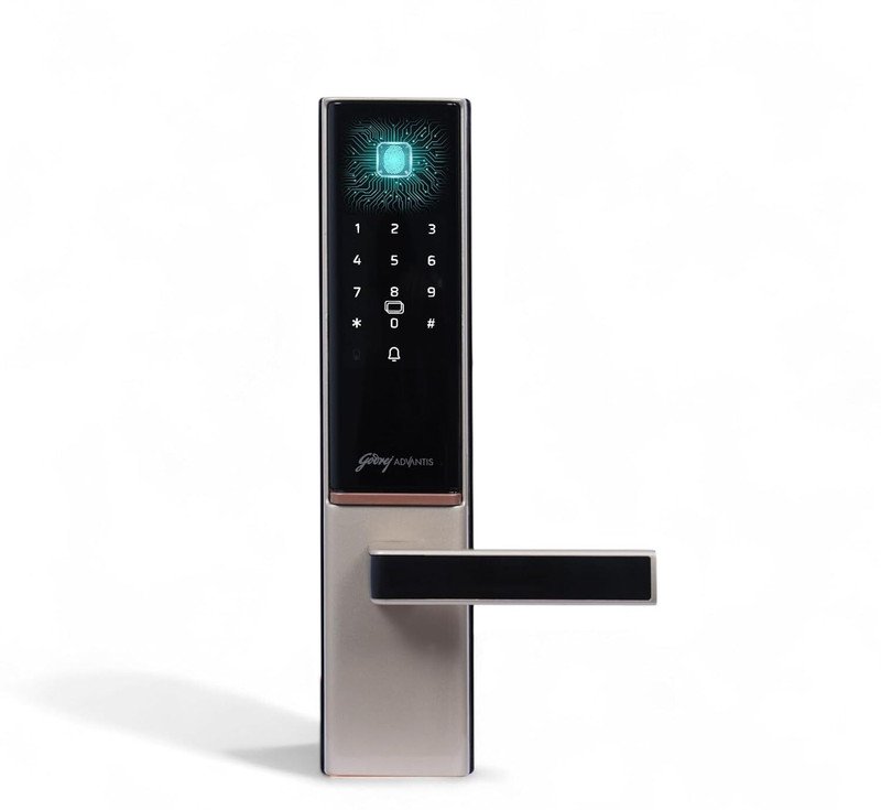 Godrej Locks Digital Lock I Advantis GSL D1 Lock for Main Door I7 Access Mode I Fingerprint I RFID I PIN Code I NFC I Bluetooth I Mechanical Key I Wi-Fi I VDP Compatible I Vegas Gold Finish|3Yrs Warranty Smart Door Lock(Grey)