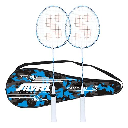 Silver’s Aluminium Camo 7.0 Badminton Kit (2 Racquets with Full Cover)(Blue/White)