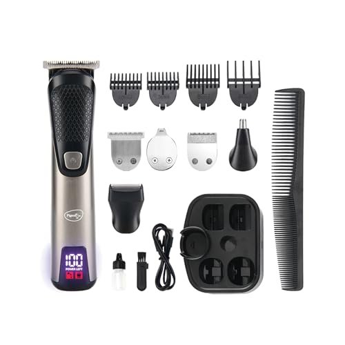 Pigeon 5-in-1 Multi-purpose Trimmer for Men | Stainless Steel Blade | Cordless Rechargeable with USB Type C Charging | LED Digital Display | 90 Min Runtime | 1.5 HR Charge Time | 2 Year Warranty