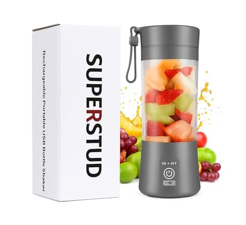 Blender Mixer Grinder For Milk Shakes ; blender machine; Portable USB Juicer for home ; Mini Smoothies & Juices; Office, & Kitchen (Royal Gray) – 6 Blade, Rechargable