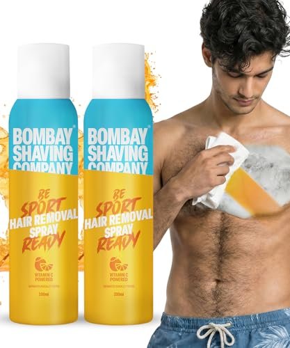 Bombay Shaving Company Sports Ready Hair Removal Spray – 200g | Refreshing Vitamin C charged painless hair removal | For Chest, underarms and legs | Hair Removal Cream Spray (Pack of 2)
