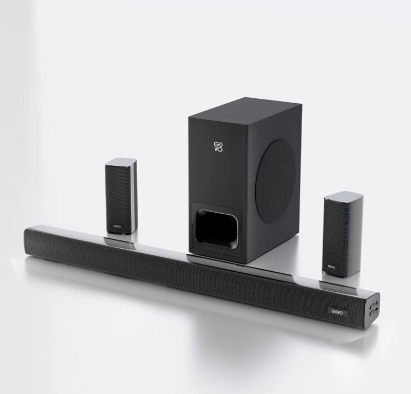 GOVO GOSURROUND 945 PRO 5.1 with 5.25″ Wired Subwoofer 260 W Bluetooth Soundbar(Platinum Black, 5.1 Channel)