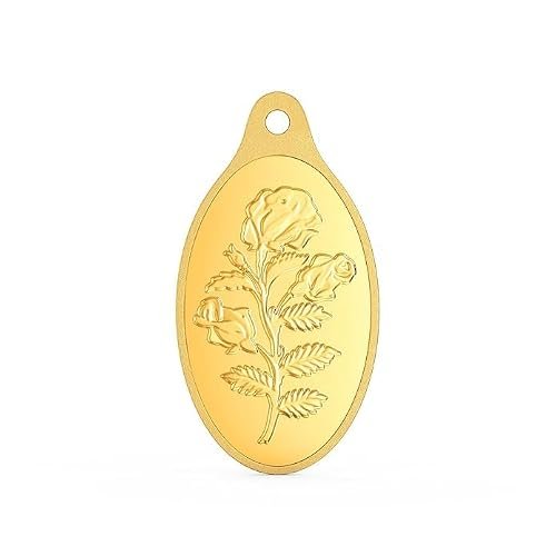Joyalukkas 24K (999) Purity Gold Coin Pendent | Yellow Color | Flower Design (2Gram).