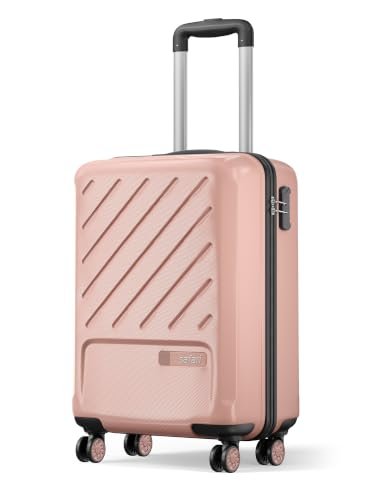 Safari Cabin Symphony 56cm Trolley Bag Hard Case Polypropylene, 8 Spinner Wheels, 360 Degree Wheeling Carry on Luggage, Travel Bag, Suitcase for Travel, Trolley Bags for Travel, Dusky Peach