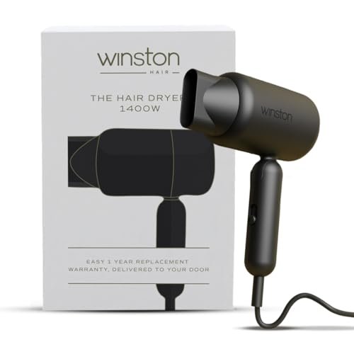 WINSTON Ionic Foldable Hair Dryer – 1400W | Compact, Foldable, and Damage-Free Drying Blow Dryer with Low Noise & Overheat Protection – 1 Year Warranty (Grey)