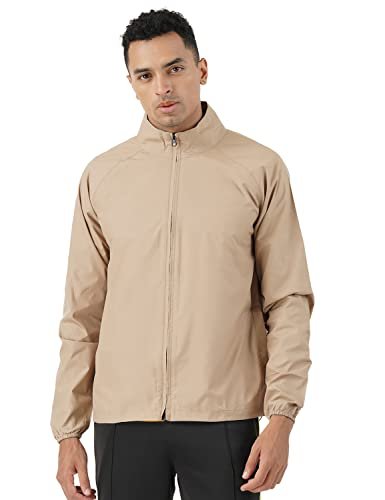 Pump’d Men’s All-purpose Windcheater with Front Zip Closure & Self Packing Kit (Sand, M)