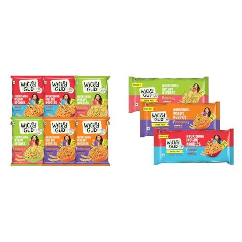 WickedGud Nourishing Instant Noodles Range, Pack of (69 gm x 6) | Whole Wheat | Whole Wheat | No Mai +