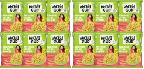 WickedGud Nourishing Masala Instant Noodles (69 gm x 6)| Healthy Noodles | No Maida | No Palm Oil | No Added MSG | High Protein (Pack of 2)