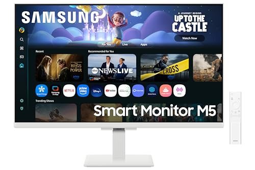 Samsung 27″ M5 Smart Monitor with Smart TV Experience|FHD 1920 x 1080|Screen Mirroring|IPS Panel TV Plus|Speakers|Adaptive Sound|Wi-Fi|HDMI|Bluetooth|LS27FM501EWXXL|White