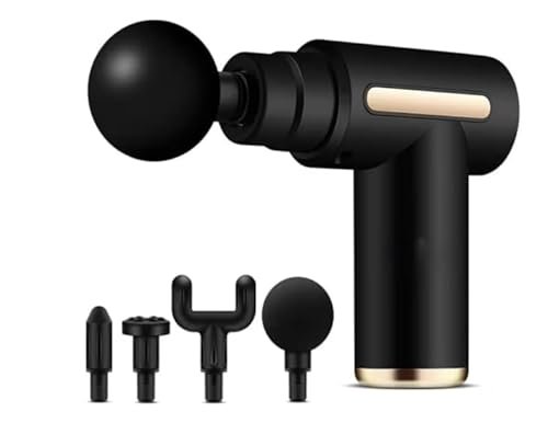 Massage Gun with 4 Attachment Heads, Black, Handheld Percussion Massager