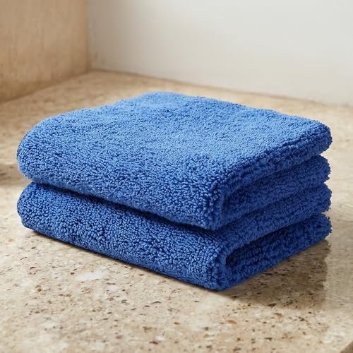 Cutting EDGE 380 GSM – Set of 2 – Microfiber Car Cleaning Cloth, Ultra Soft Absorbent Towel, Scratch-Free Lint-Free for Car Detailing, Exterior Interior Glass, Blue (30 x 30 cm)