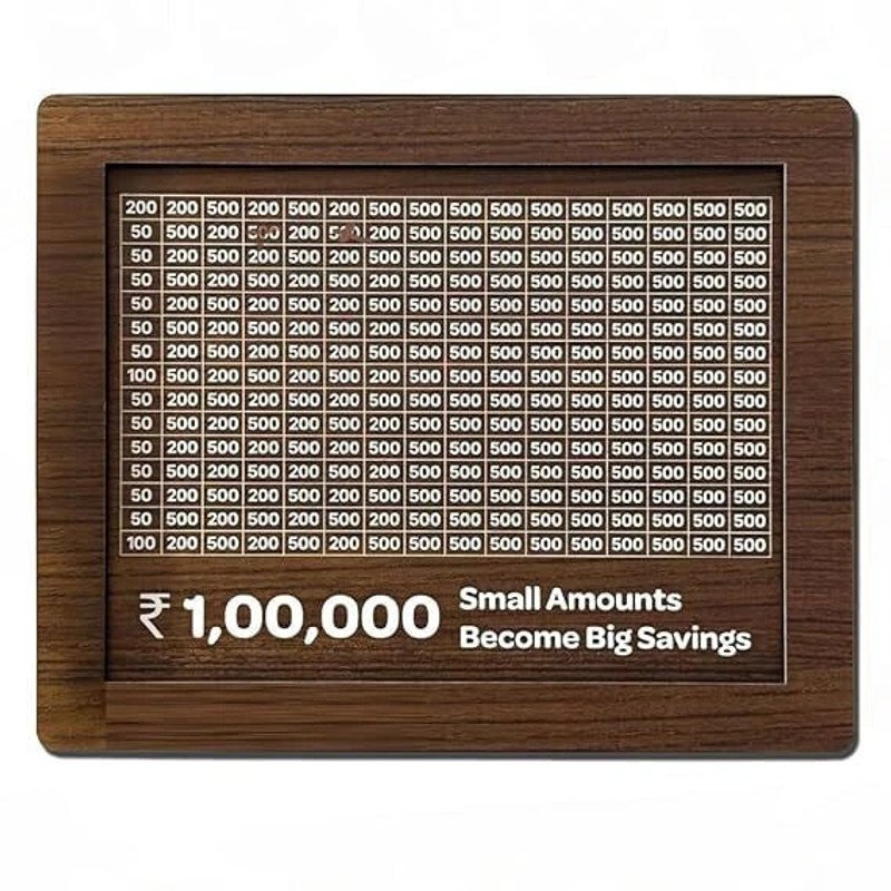9BR 1 Lakh Savings Tracker | Money Saving Goal Board | Small Amounts, Big Savings Coin Bank(Brown)