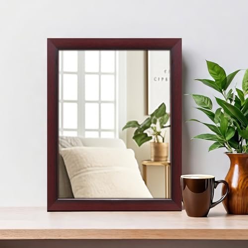 Amazon Basics Exquisite Wall Mirror | Versatile Usage for Entryways, Living Rooms, Bedrooms, Bathrooms | Durable & Clear Reflection | Standard Trim (Rosewood) | 41 cm X 51 cm, Rectangular