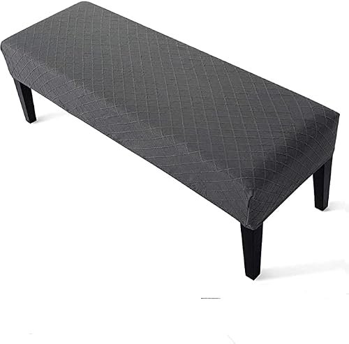 Street27® High Stretch Jacquard Dining Bench Cover Elastic Chair Covers – Anti-Dust Removable Bench Slipcover Washable Bench Seat Protector Cushion Cover for Living Room, Bedroom, Kitchen – Dark Grey