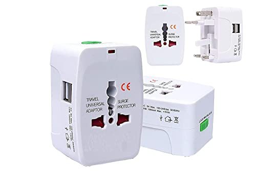 SAIFSMART Worldwide Universal All-in-One Worldwide International Travel Adapter with 125V 6A,250V Electrical Protected Plug (Travel Adapter with Dual USB)