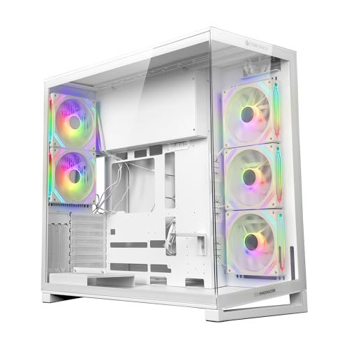 Zebronics Premium Gaming Case, Full-Tower, EATX, ATX, 5 ARGB Fans, Upto 480mm AIO Support, Type-C, USB 3.0, Vertical GPU, Dual Chamber, Magnetic Dust Filter (Shadowcore, White)
