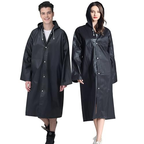 Rain Ponchos for Adults, Reusable Raincoats for Women Men, Emergency Rain Jacket with Hood for Disney Camping Hiking Outdoor