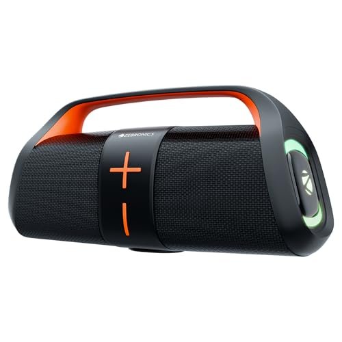 ZEBRONICS 30 Watts Portable Bluetooth Speaker, 10 Hours Playback, Dual 6.6cm Powerful Drivers, Dual Passive Radiator, mSD, TWS, Call Function, BTv5.3, USB, RGB LED (Sound Feast 200)