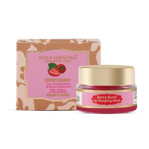 RYLLZ ESSENTIALS Berry Burst Lip Sleeping Mask | with Candillila Wax, Shea Butter, Cocoa Butter, Carnauba Wax, Kojic Acid, Ceramide & Hyaluronic Acid| for Pigmented, Chapped, Dark & Dry Lips | 10 ml