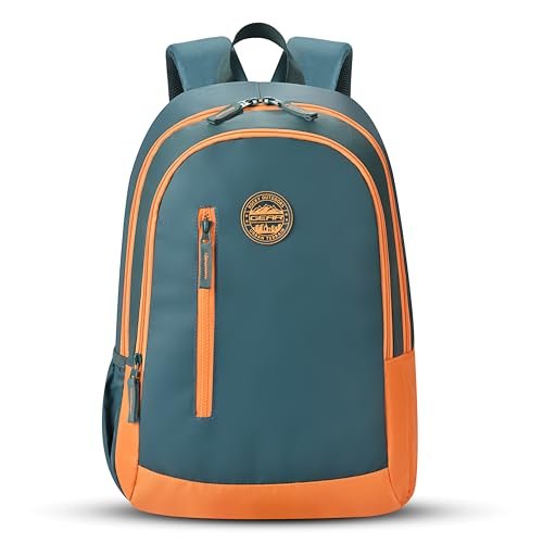 Gear Eco 4 18″/19L Medium Water Resistant Daypack | Casual Backpack | Travel Backpack for Men/Women (Teal – Orange)