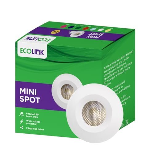 EcoLink Polycarbonate 2W LED Spot Light|Mini Spot Light for Display & Home Decoration|Cut Out: 35mm, Color: Green, Pack of 1