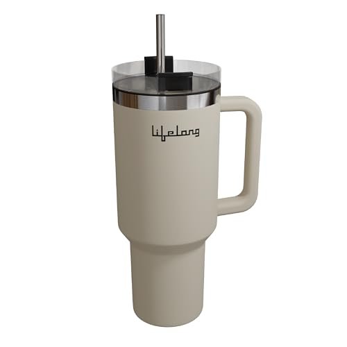 Lifelong Double-Walled Vacuum Insulated Tumbler with Unbreakable Lid & Straw 1200ml | Keeps Drinks Hot for 8 Hours & Cold for 12 Hours | Durable Stainless Steel Tumbler with Comfort-Grip