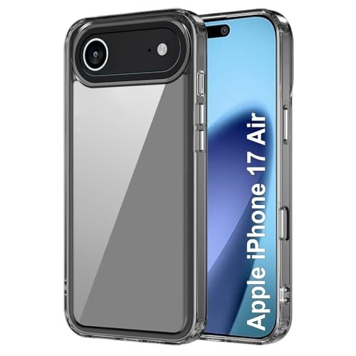 amazon basics Back Case Cover for iPhone 17 Air | Compatible for iPhone 17 Air Back Cover | Case Cover with Camera Protection | (TPU + PC | Translucent Black)