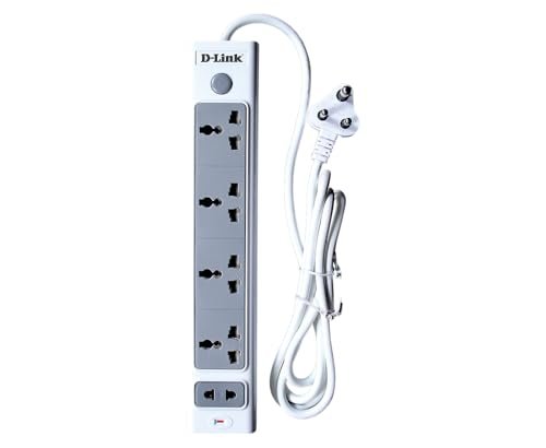 D-Link 4+1 Universal Socket Power Strip with 2M Heavy-Duty Copper Cable | Smart Fuse with Surge & Overload Protection | Flame-Retardant, Child-Safe Design | Ideal for Home, Office & Study Setups