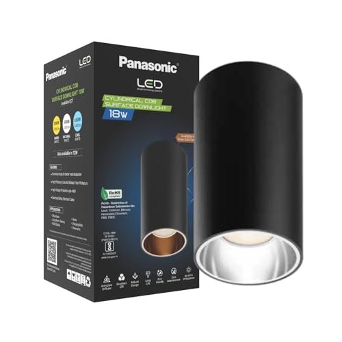 Panasonic 18W Cylindrical Surface Spot Light, Silver Reflector, Ceiling Light for Home with Silver Reflector (Cool White – PDSM01187)