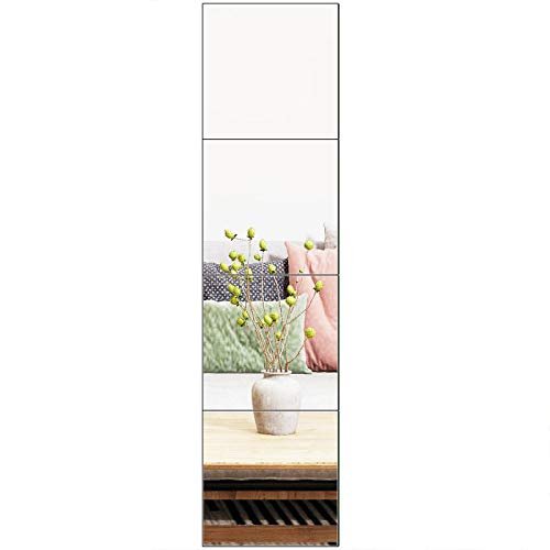 Ruomeng Frameless Wall Mirror Set – 4×12 Inch Rectangular Glass Mirrors for Vanity, Bedroom, Living Room