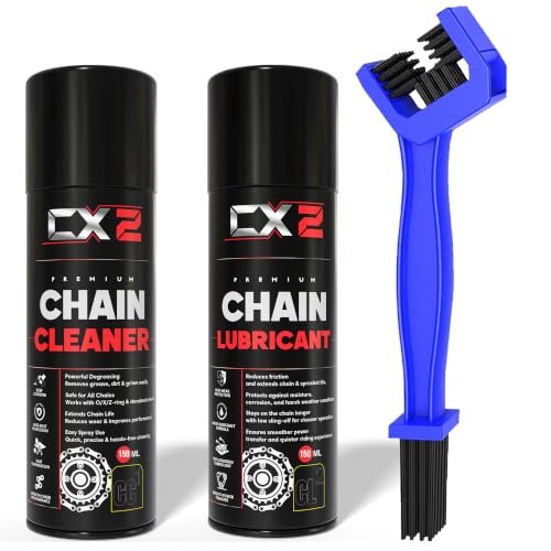 CX2 Combo of CC1 Chain Cleaner (150ml) and CL2 Chain Lube Spray with Brush for All Bikes 300ml