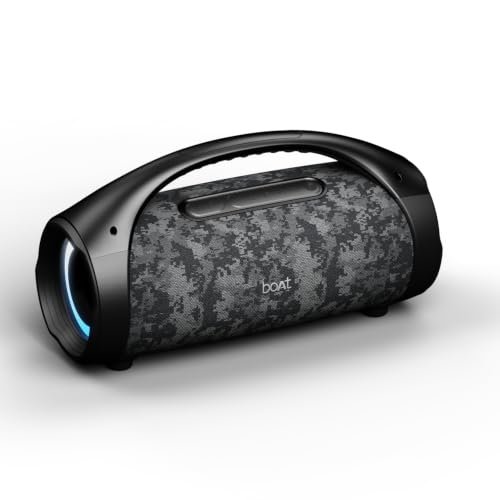 Boat Stone 900 w/ 80W Boat Signature Sound, Up to 15 Hours Playtime, IPX5 Resistant, Type-C Charging, TWS Feature, Built-in Mic, Voice Assistant Portable Wireless Bluetooth Speaker (Graphite Black)